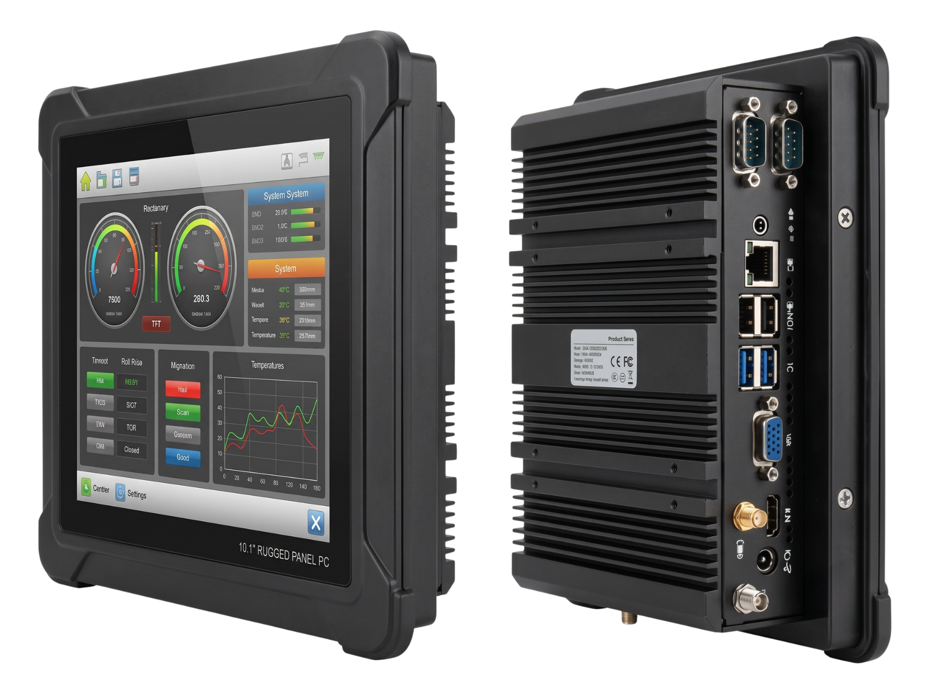 10.1 Rugged Panel PC Front View